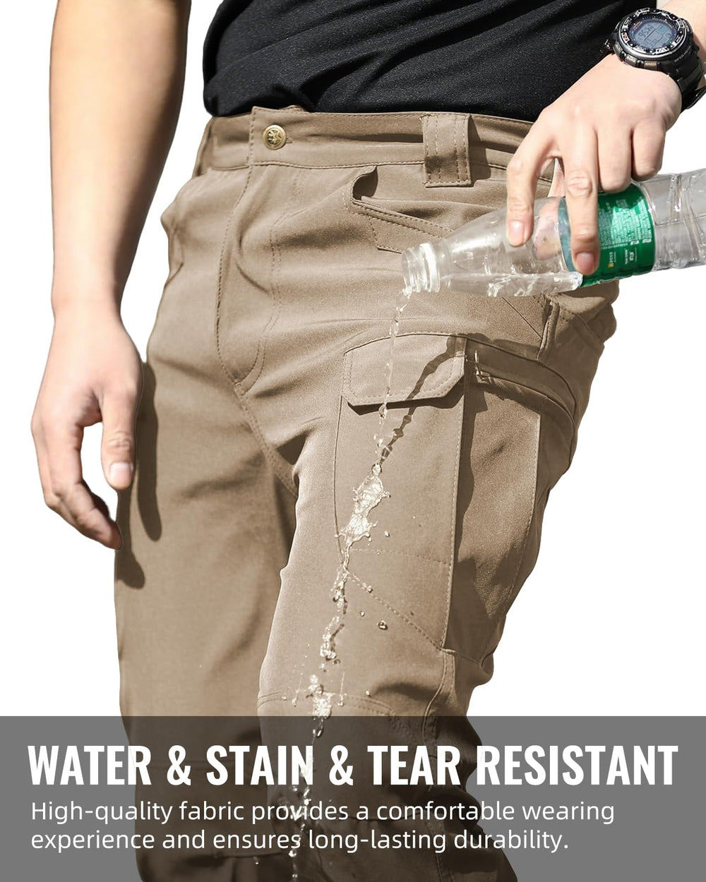 Boonlight model hiking uphill wearing pants demonstrating utility and mobility