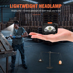 BORUIT headlamp red light mode shown for low-glare night use and safety