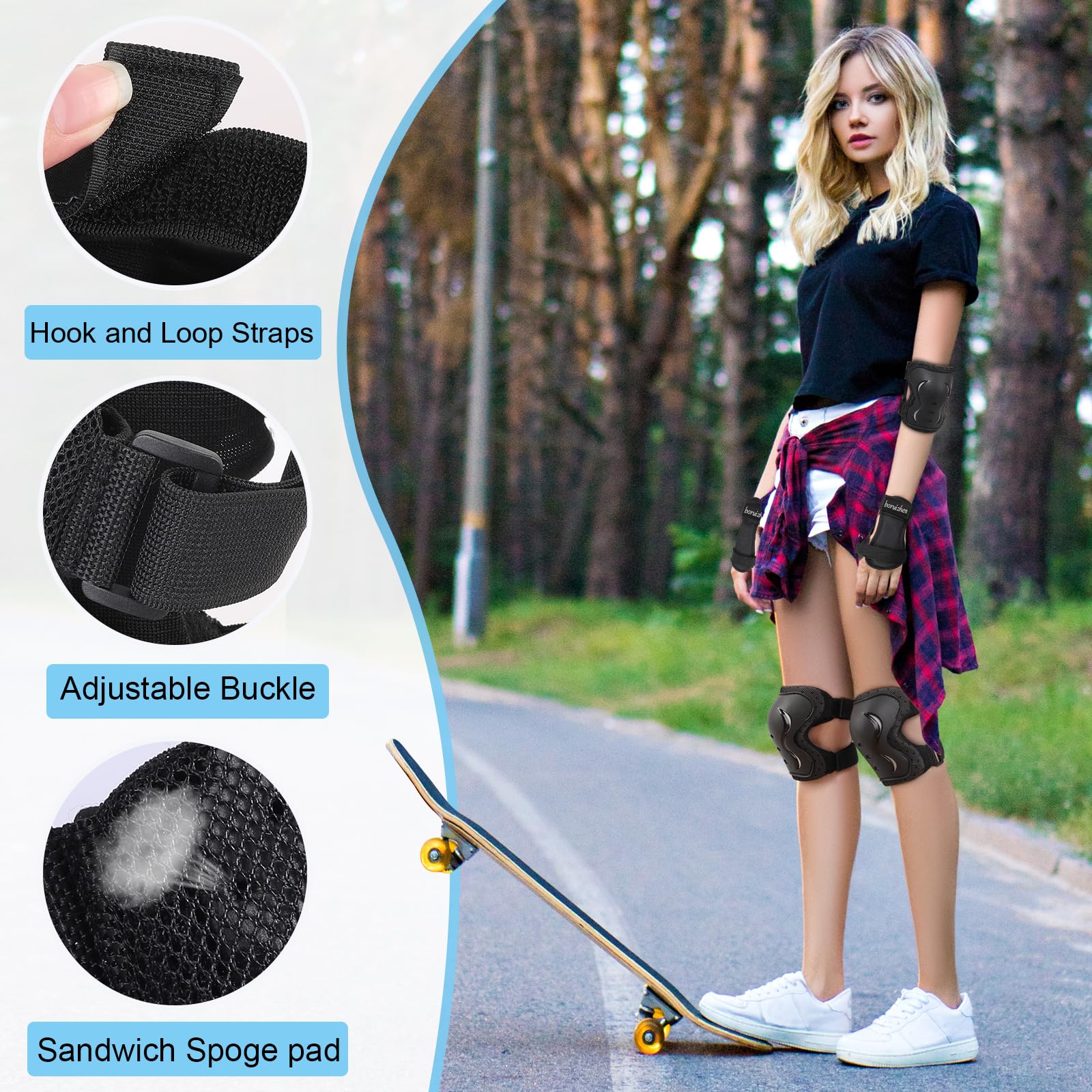 boruizhen elbow pad interior breathable liner and soft padding for cooler comfort