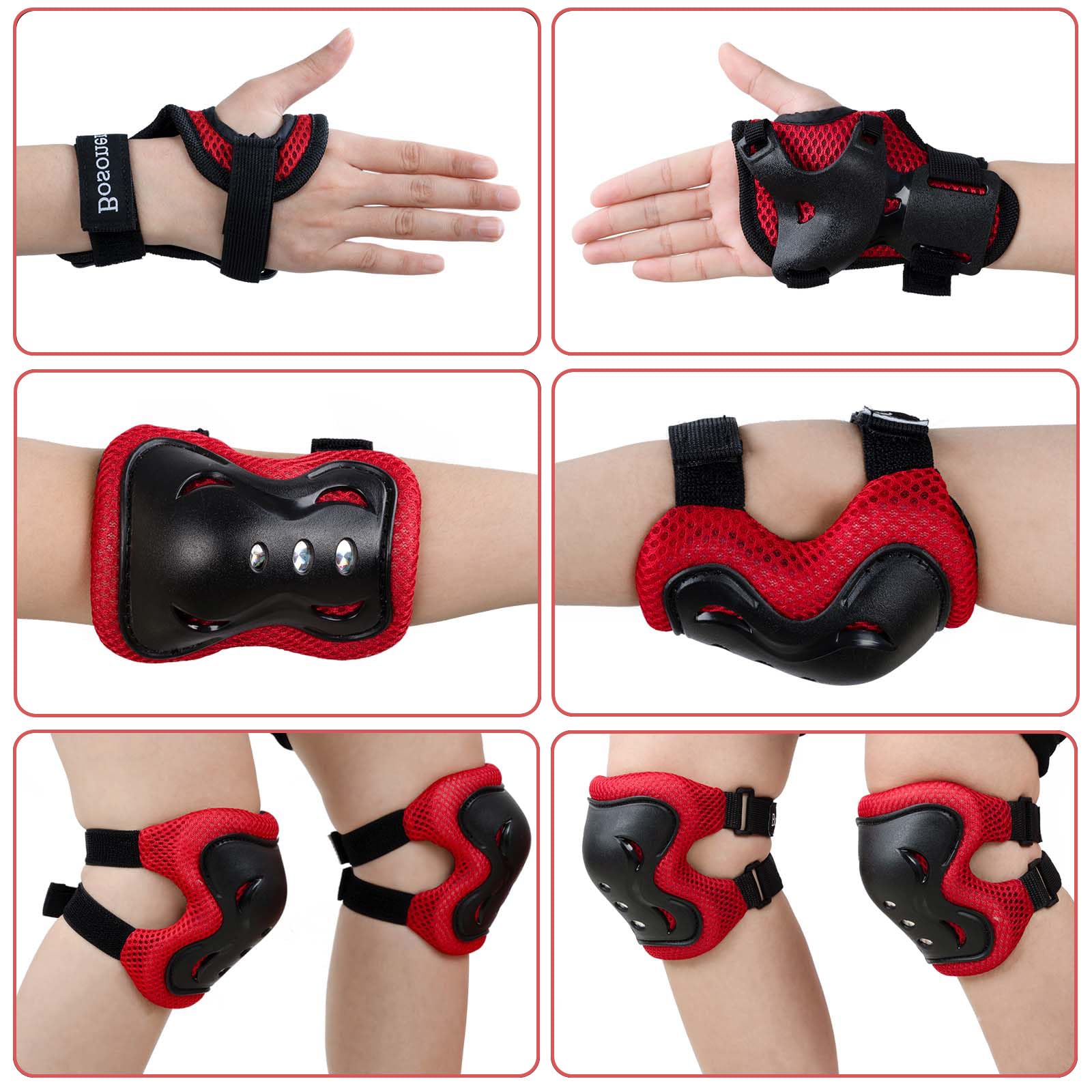 BOSONER elbow pad straps detail showing adjustable fit and comfort