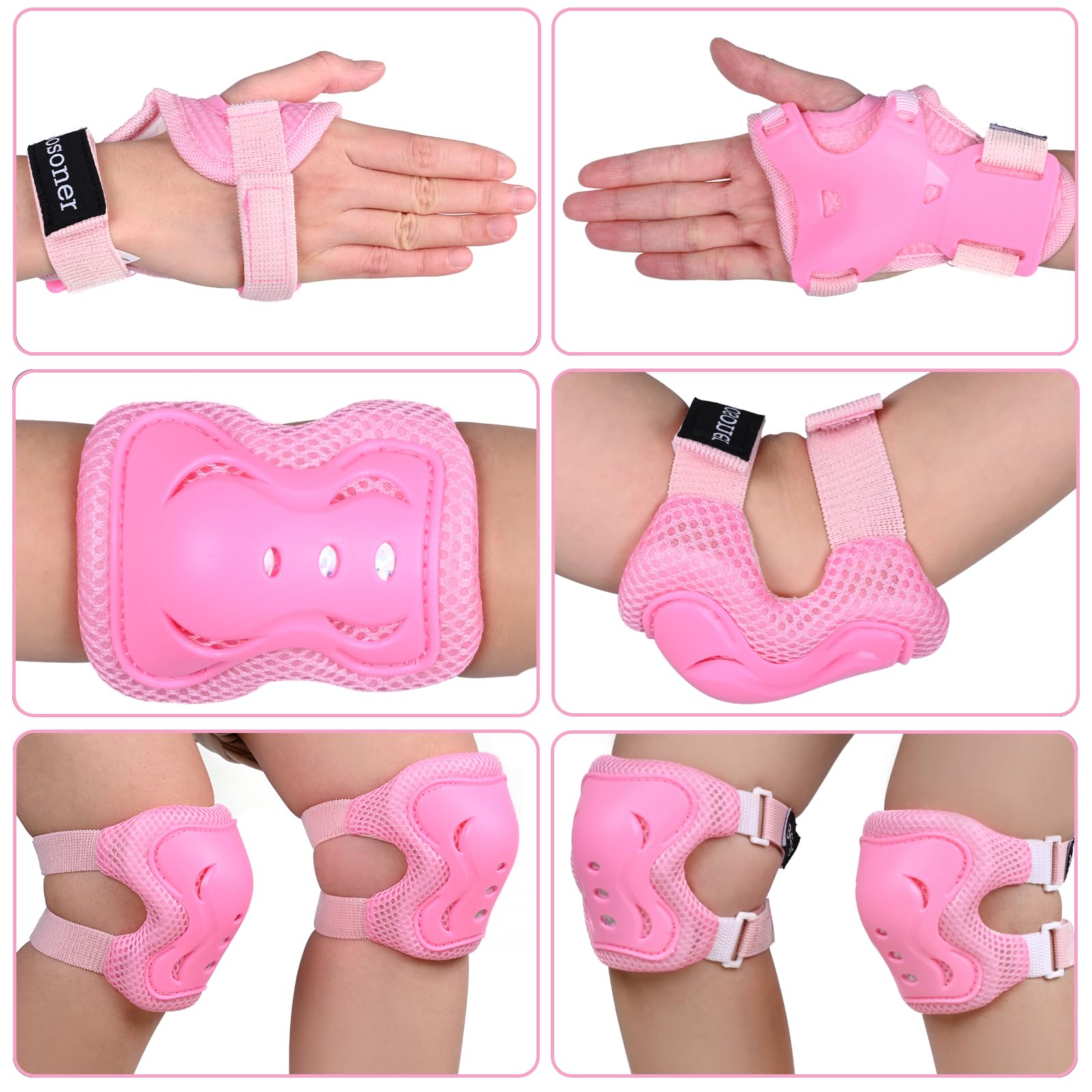 BOSONER elbow pad detail showing ventilated EVA foam for comfort and airflow