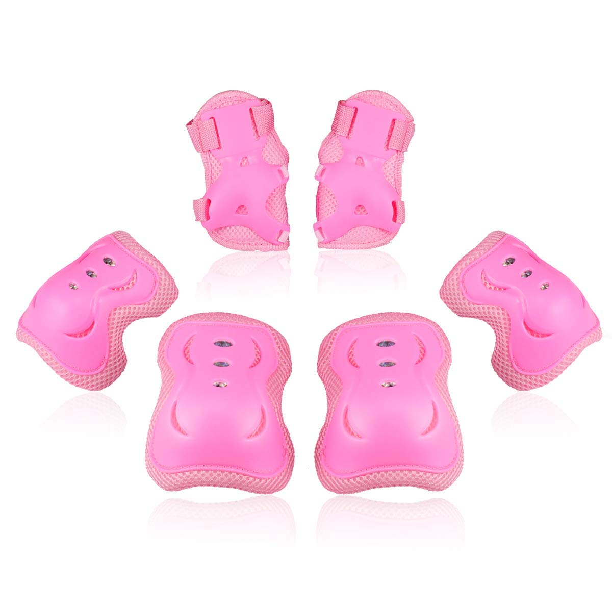 BOSONER front view of complete knee elbow wrist protective set showing coverage and colors