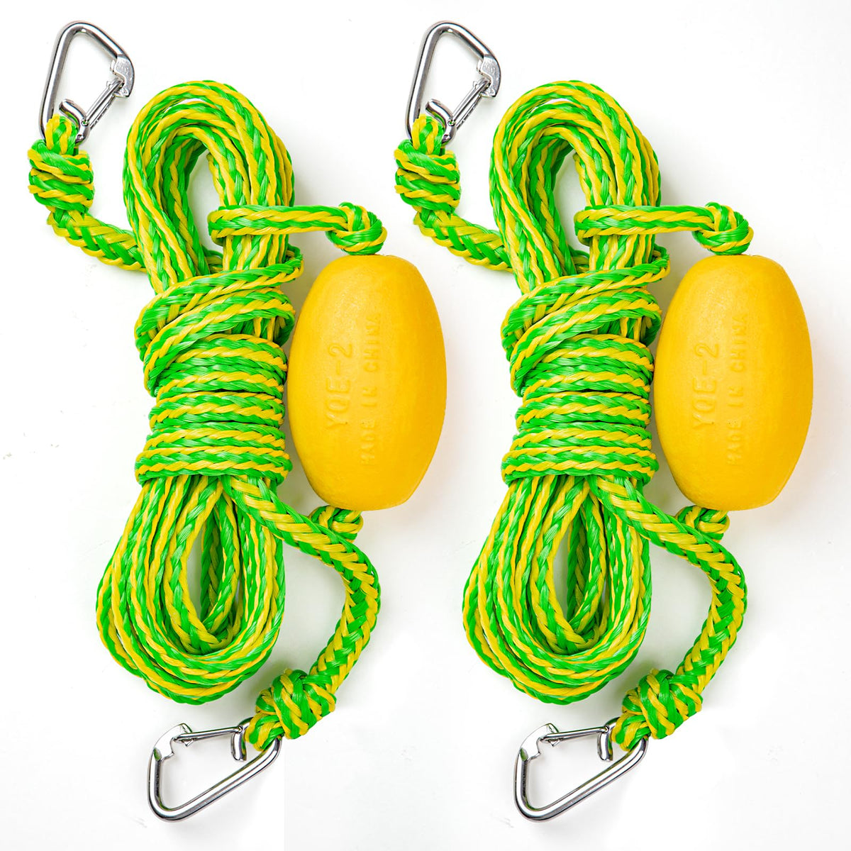 Botepon front view of floating rope showing full length and clips for easy use