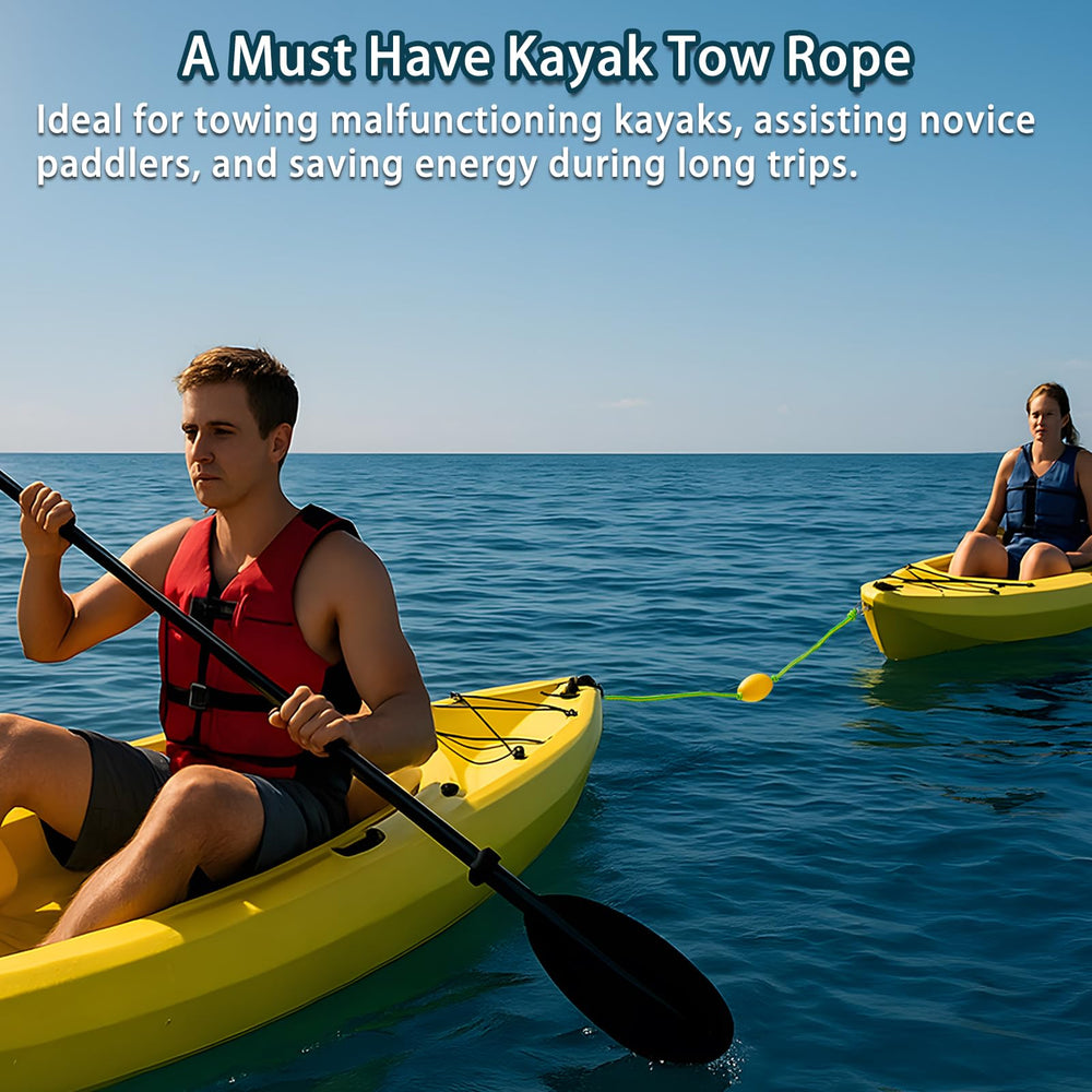 Botepon rope attached between kayak and dog vest showing pet safety and freedom