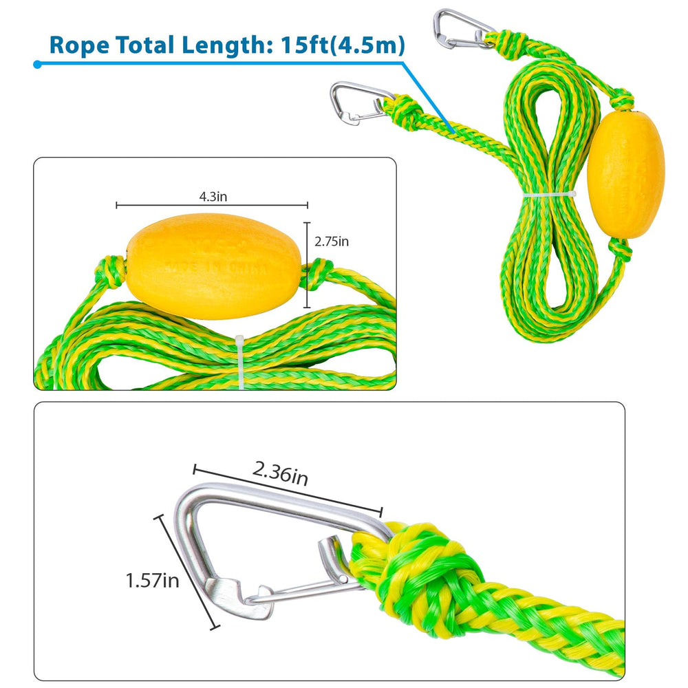 Botepon tether securing a floating lily pad to a dock for stable relaxation