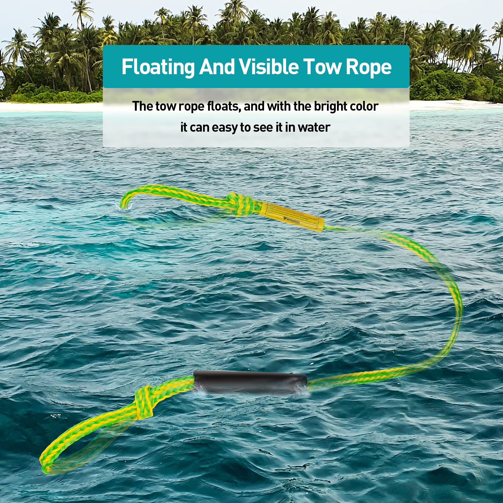 Botepon tow rope alongside measuring tape demonstrating the 60ft scale advantage
