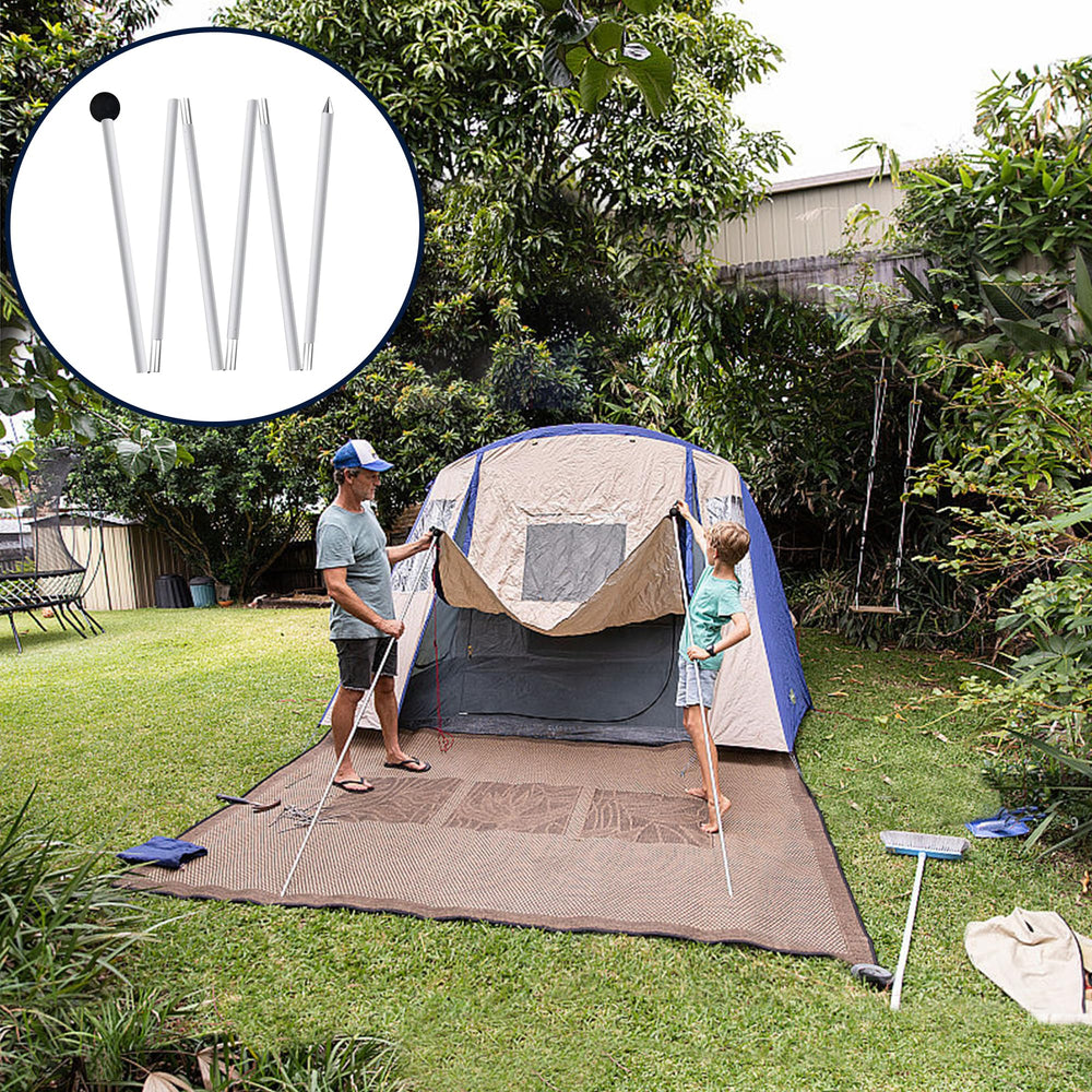 BOTINDO poles propping a canopy in a park for quick shelter and comfort