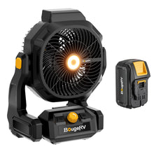 BougeRV F02 front view showing grill and airflow for powerful cooling