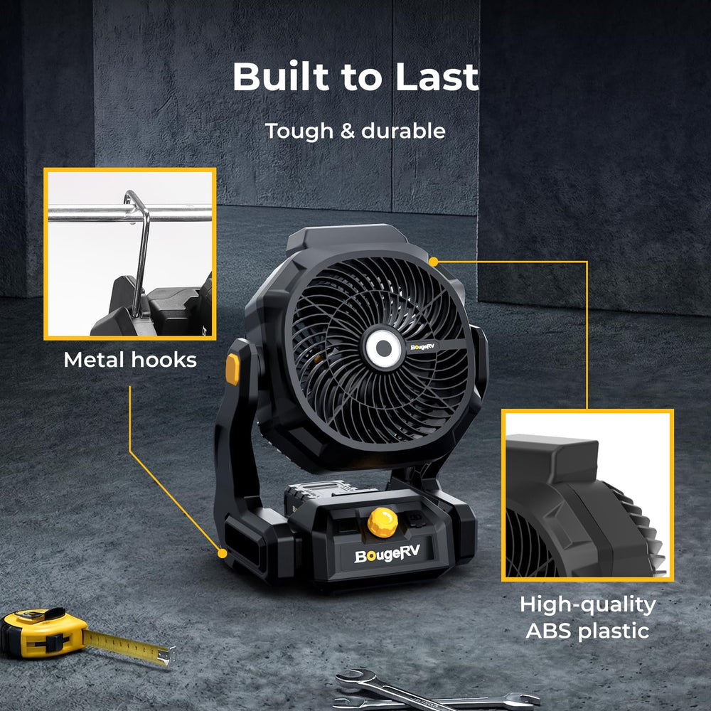 BougeRV dual-level warm LED lighting creating comfortable low-light work
