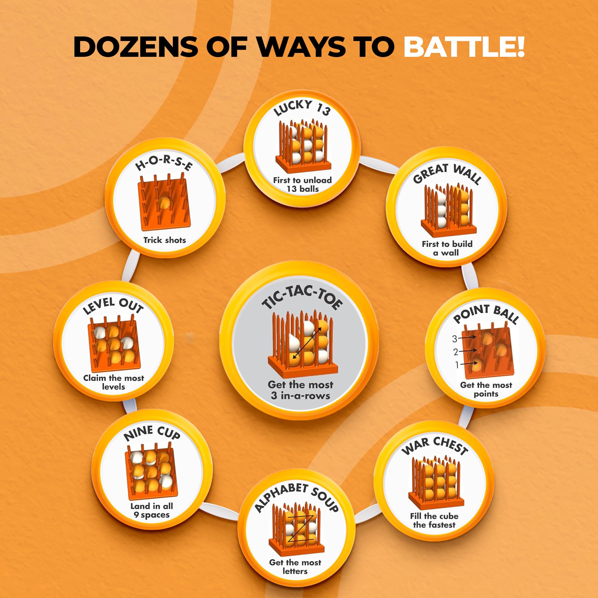 Bounce Battle game in play on a table with players bouncing balls for fast rounds
