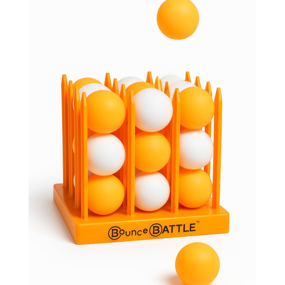 Bounce Battle 27 ping pong balls arranged to show color contrast and bounce quality