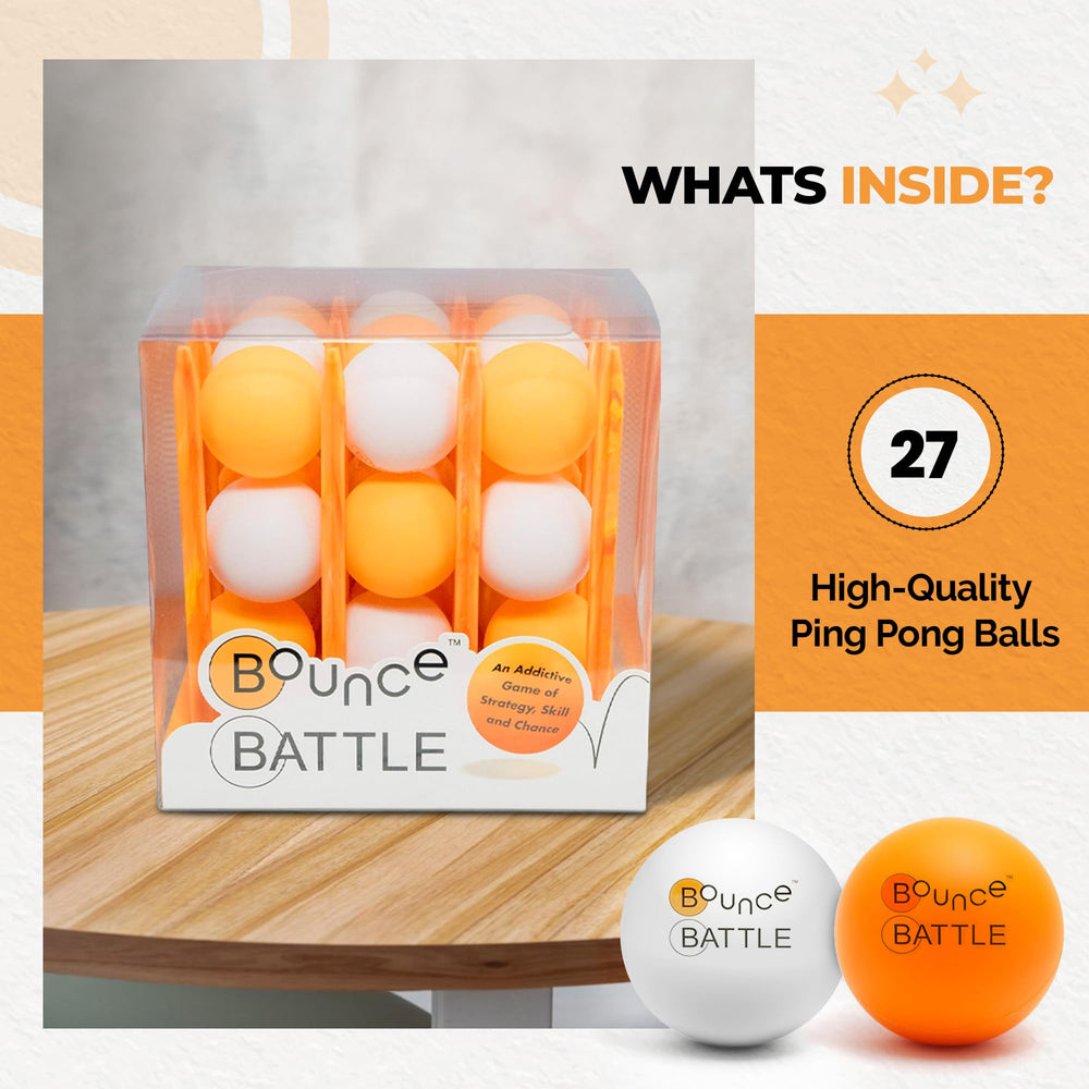 Bounce Battle cube shown in hand for scale demonstrating portable, compact size