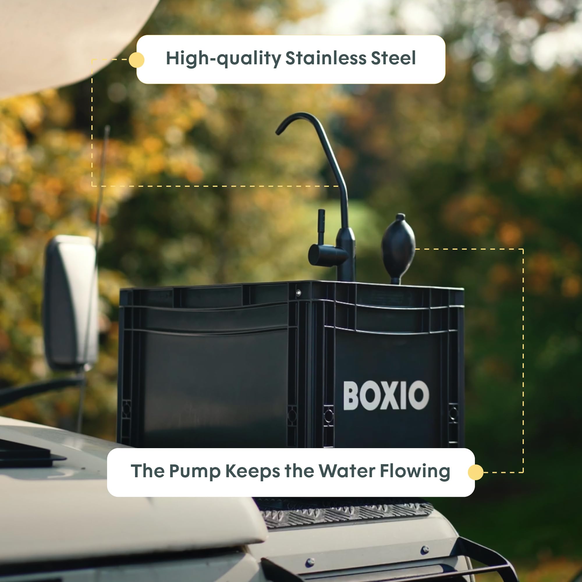 BOXIO set up in an RV kitchen adding sink convenience