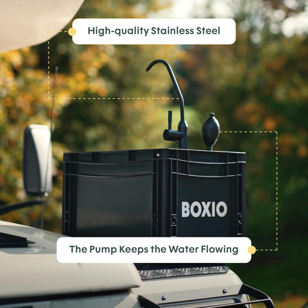BOXIO set up in an RV kitchen adding sink convenience