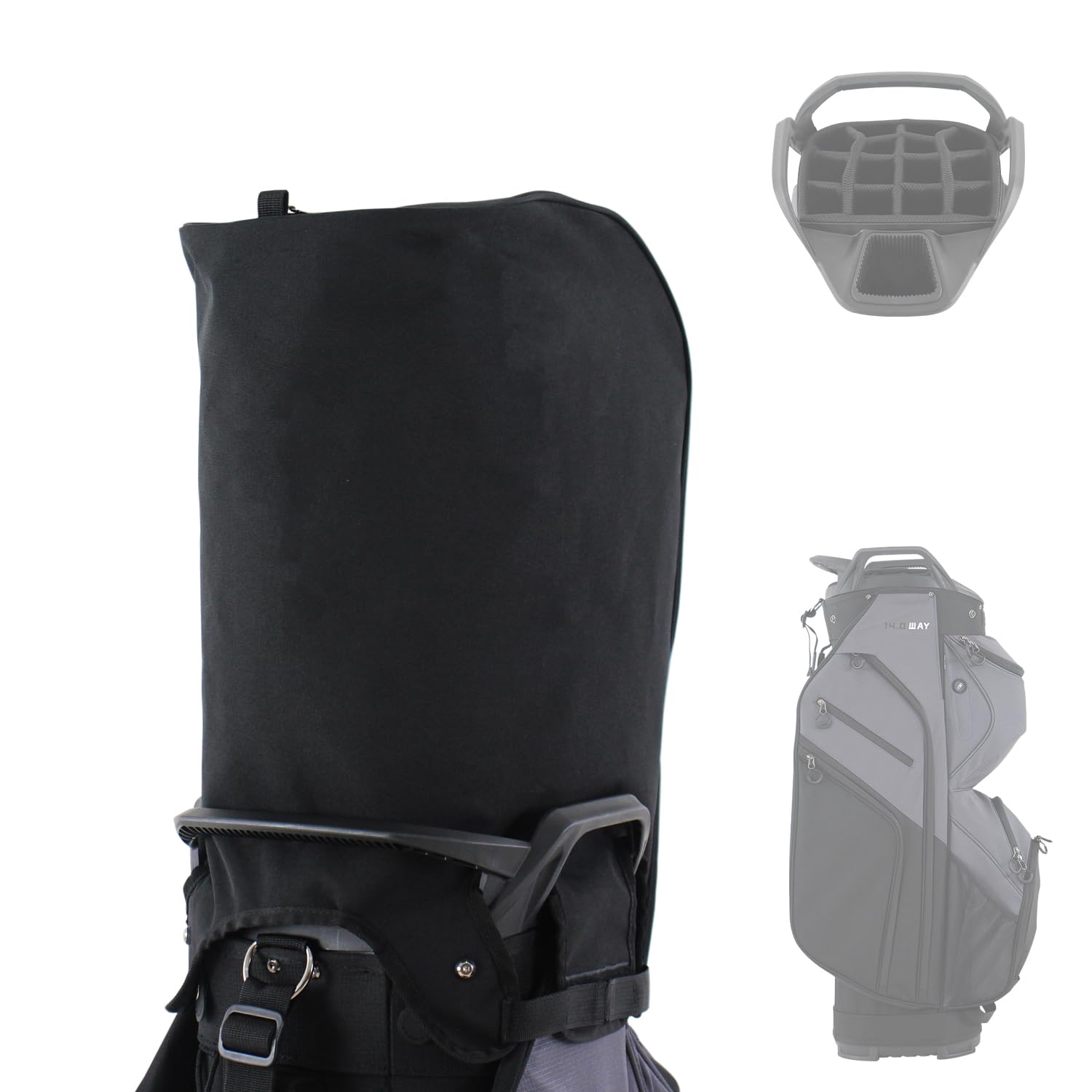 BOYEAGOLF front view of oversized rain cover showing full bag protection