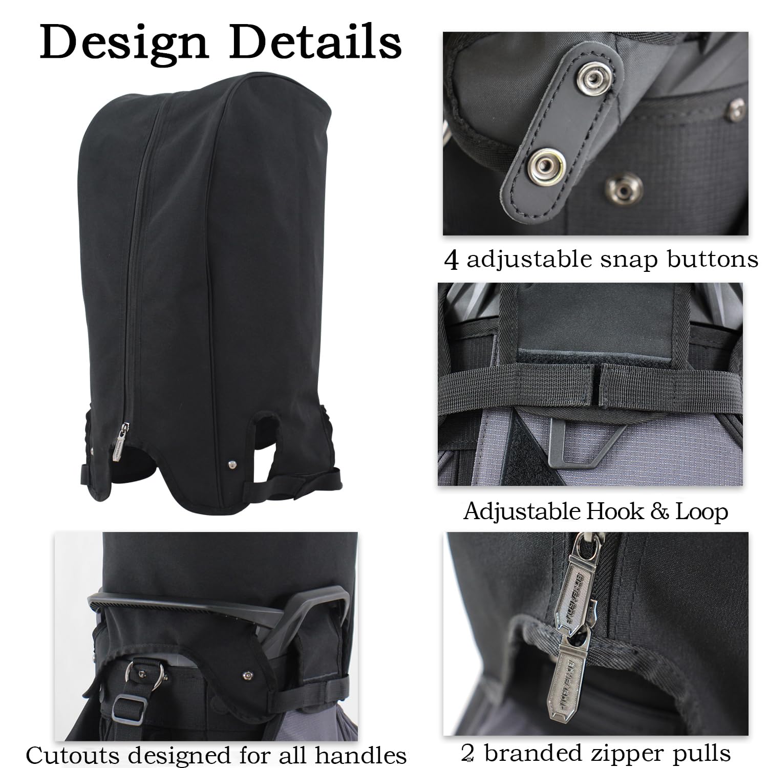 BOYEAGOLF side profile on a cart bag demonstrating generous top coverage