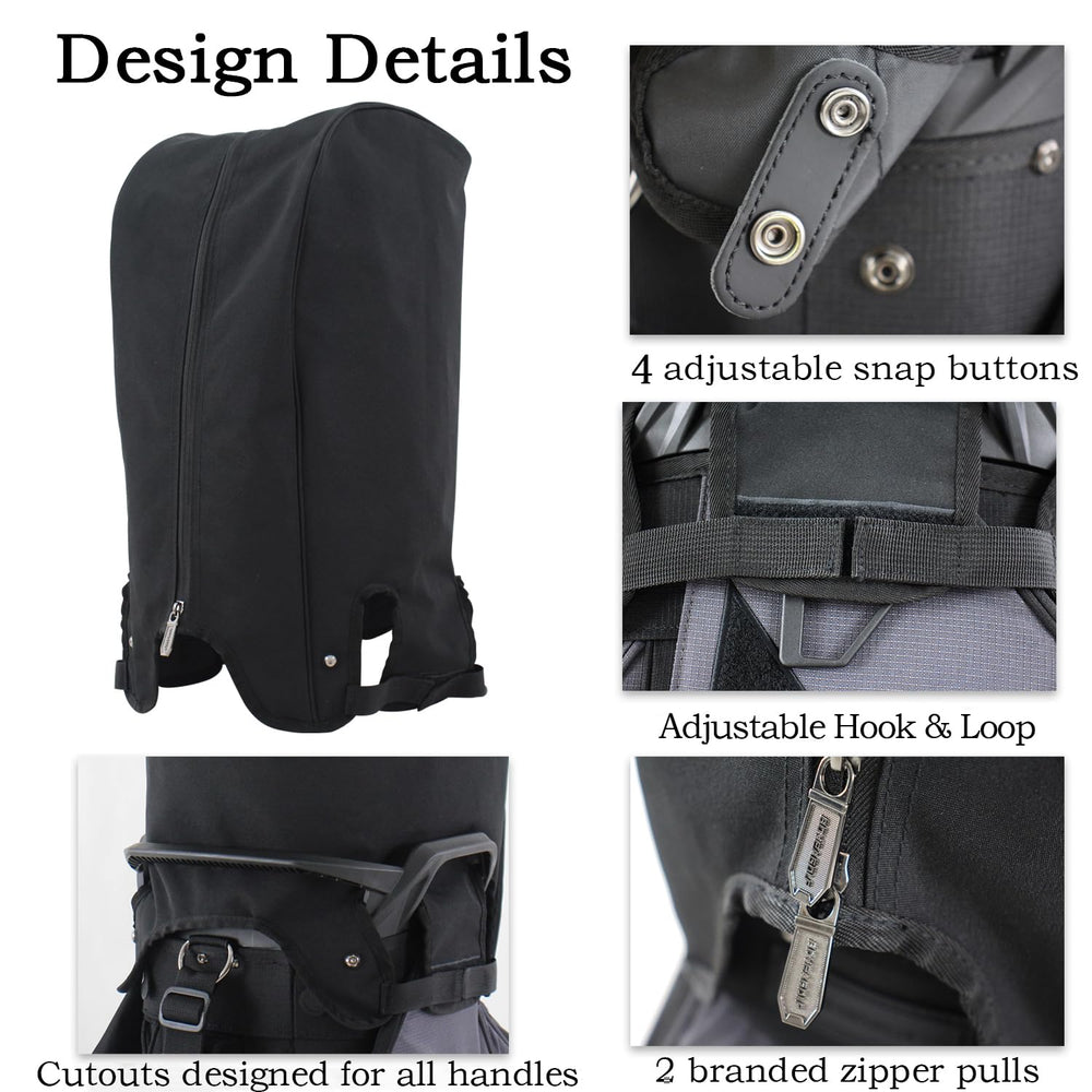 BOYEAGOLF side profile on a cart bag demonstrating generous top coverage