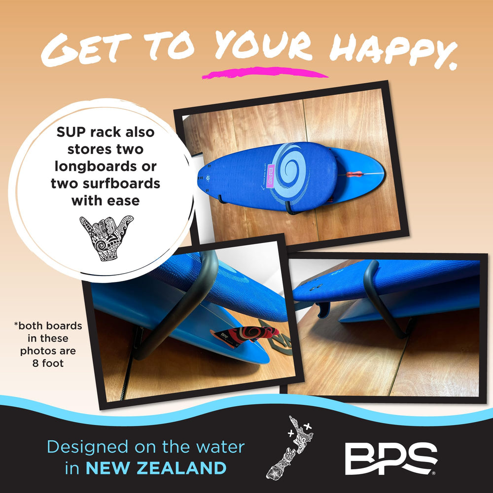 BPS lifestyle shot of rack in beach house keeping boards safe and ready to ride