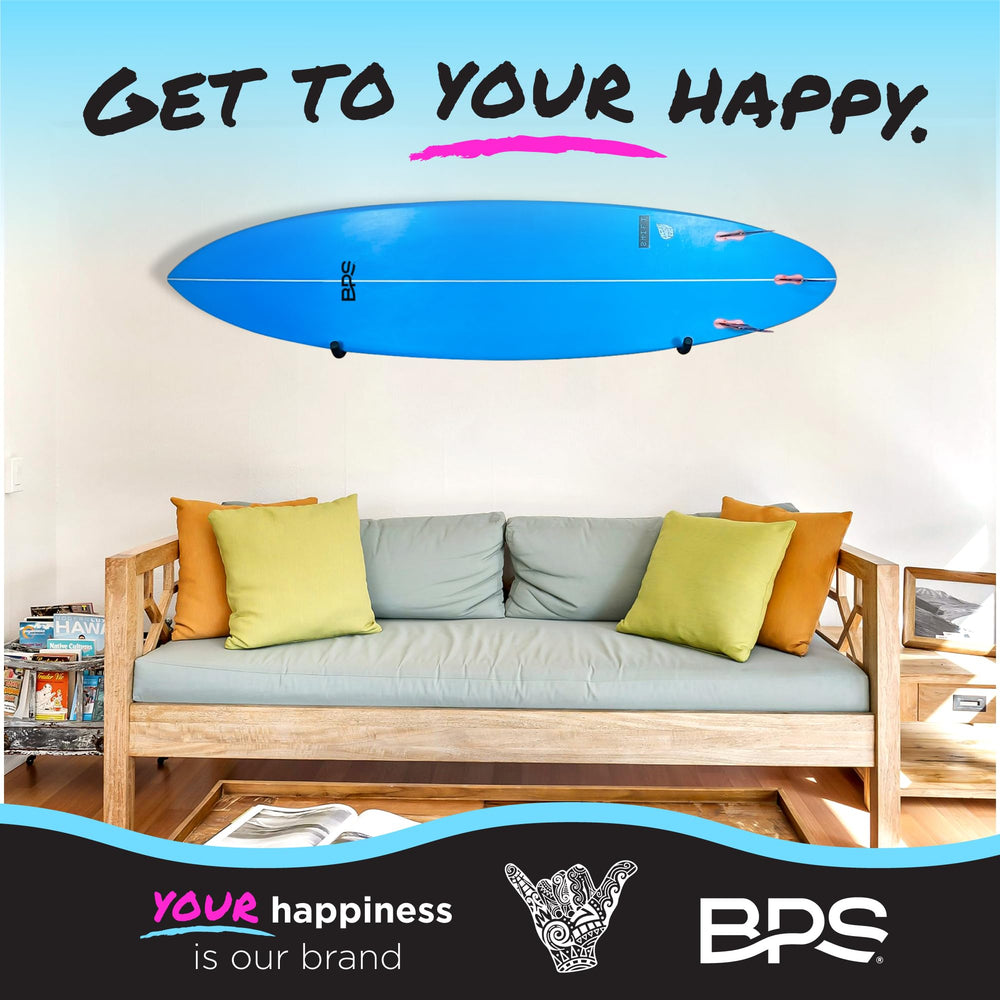 BPS holding a shortboard to show scale and safe weight support