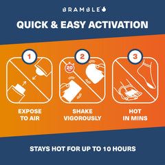 Bramble hand warmer close-up revealing compact heat pack and quick activation