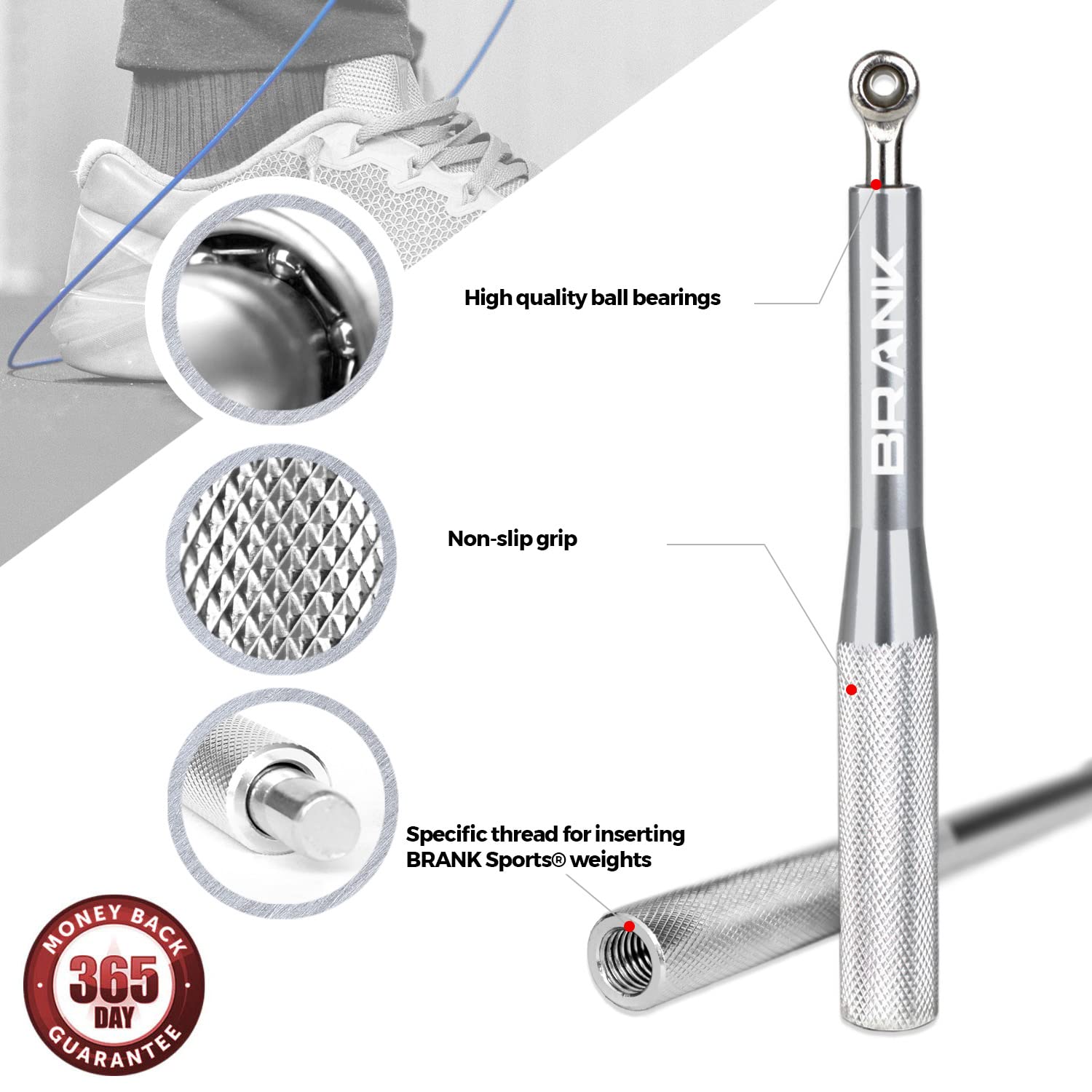 BRANK SPORTS close-up of bearing head showing smooth rotation benefit