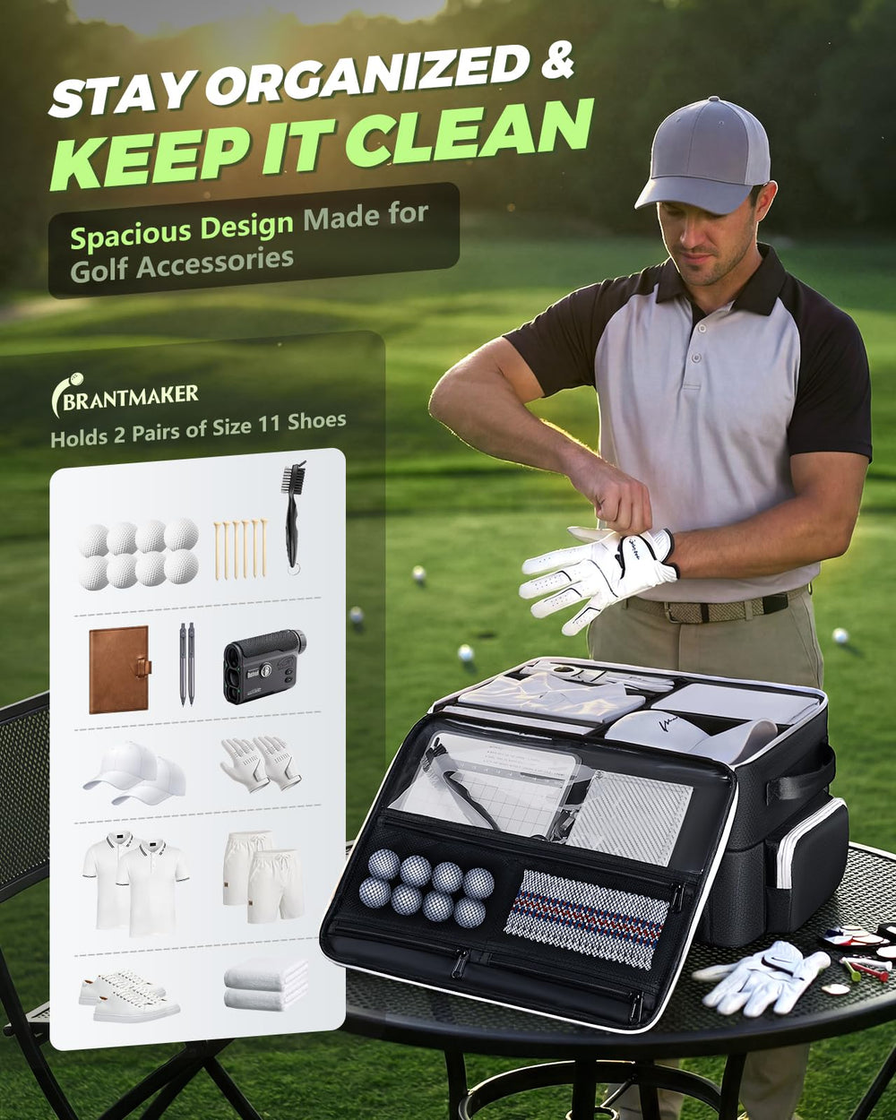 BRANTMAKER assembled in SUV trunk illustrating tidy cargo and easy access benefit