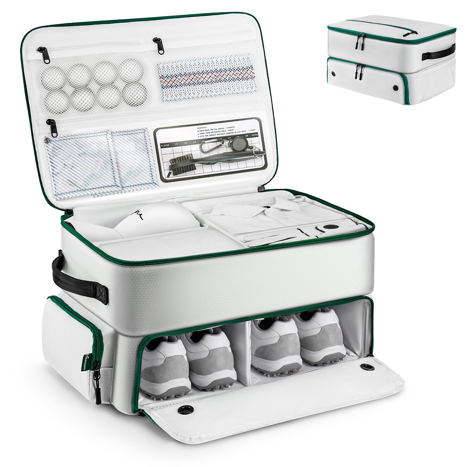 BRANTMAKER front view of trunk organizer showing compartments and neat storage benefit