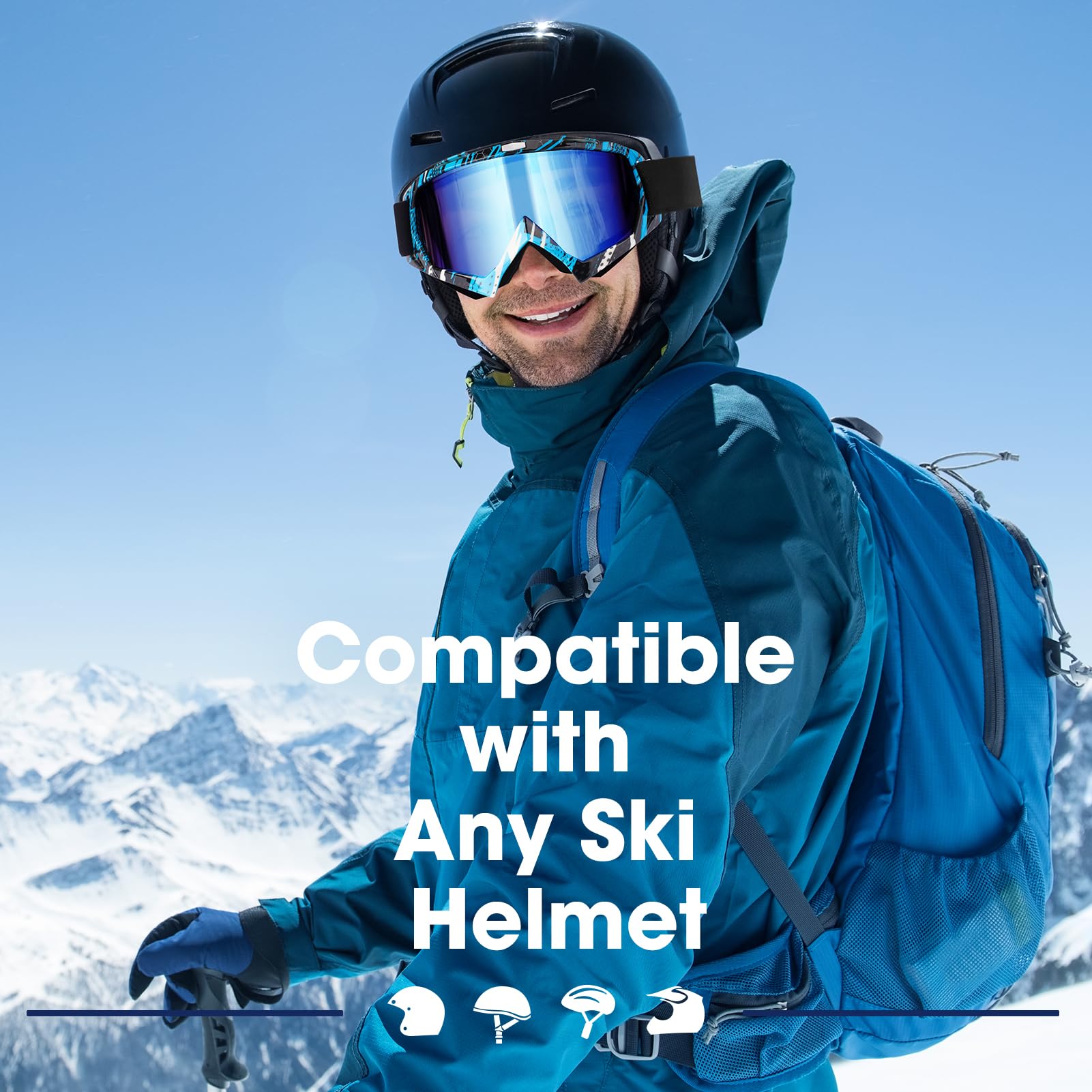 Braylin goggles mounted on snow helmet showing compatibility and stable hold