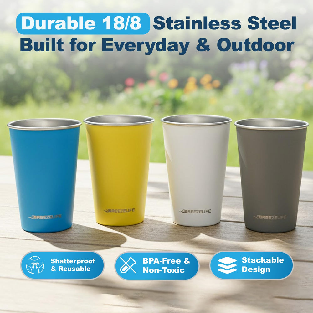 Breeze Life stacked tumblers demonstrating space-saving nestable design and portability