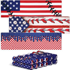 Breling front view of 12-pack patriotic towels shows team-ready set and convenience