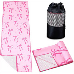 Breling front view pink bow towel showing full design and secure coverage