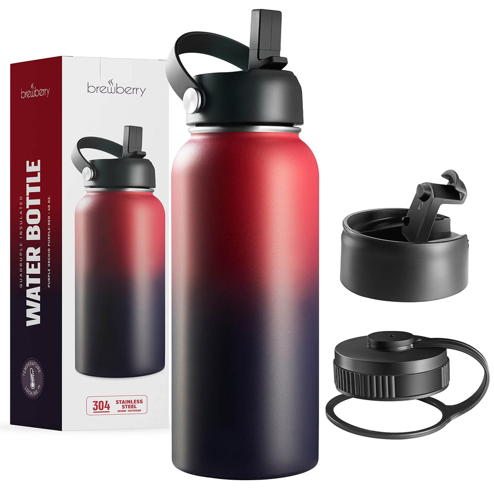 Brewberry front view purple orchid shows durable travel bottle for all-day hydration