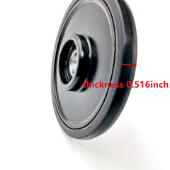 BRGMAX close-up of 20mm bearing installed in idler wheel for quick installation