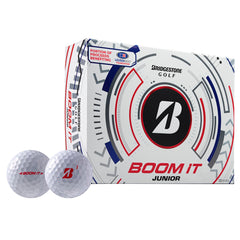 Bridgestone Boom It Jr ball struck from tee illustrating longer carry and flight