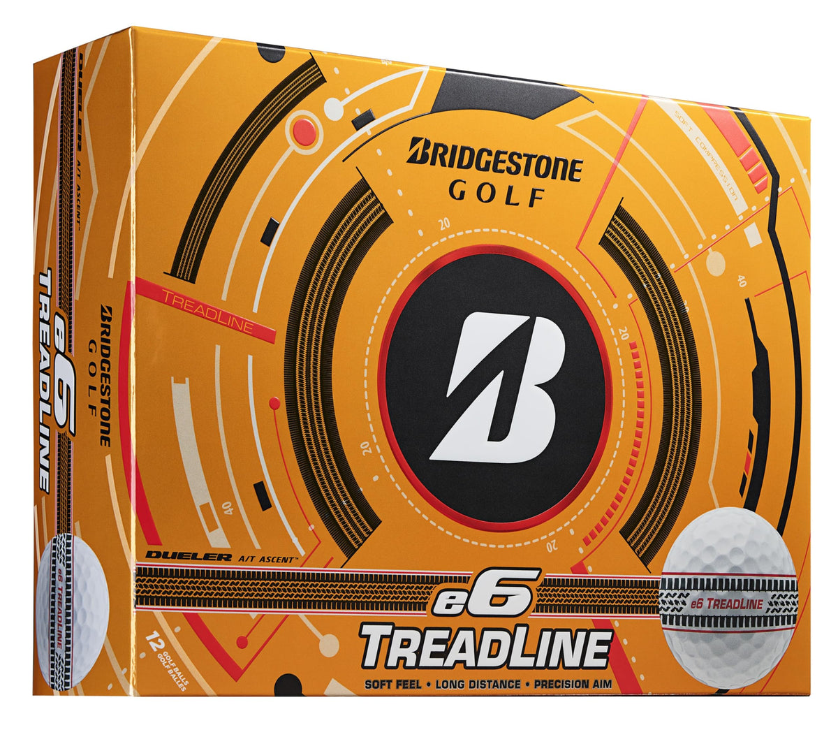 Bridgestone e6 Soft Treadline front packaging showing ball and logo for clear purchase info