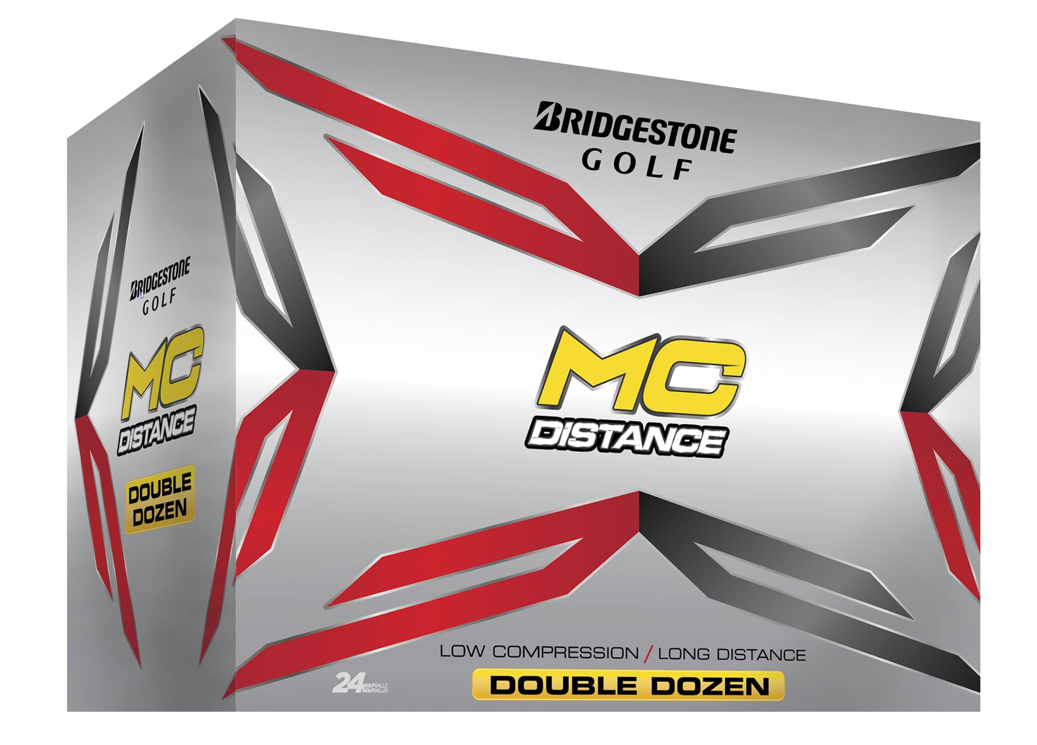 Bridgestone Golf MC Distance front packaging showing logo and economical double-dozen benefit