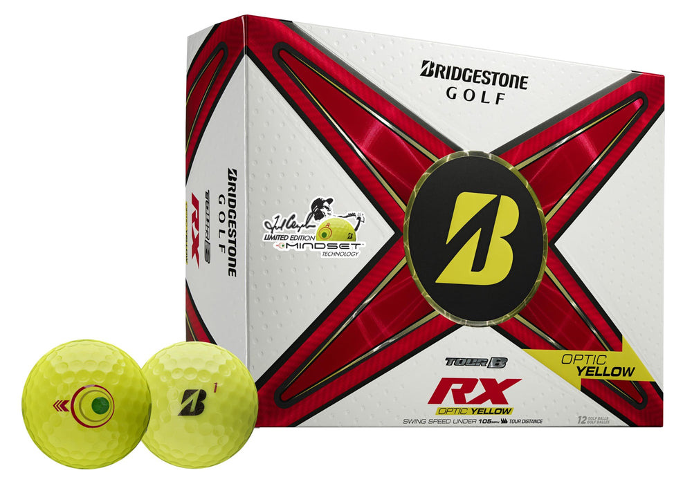 Bridgestone ball front packaging showing yellow finish and model for quick identification