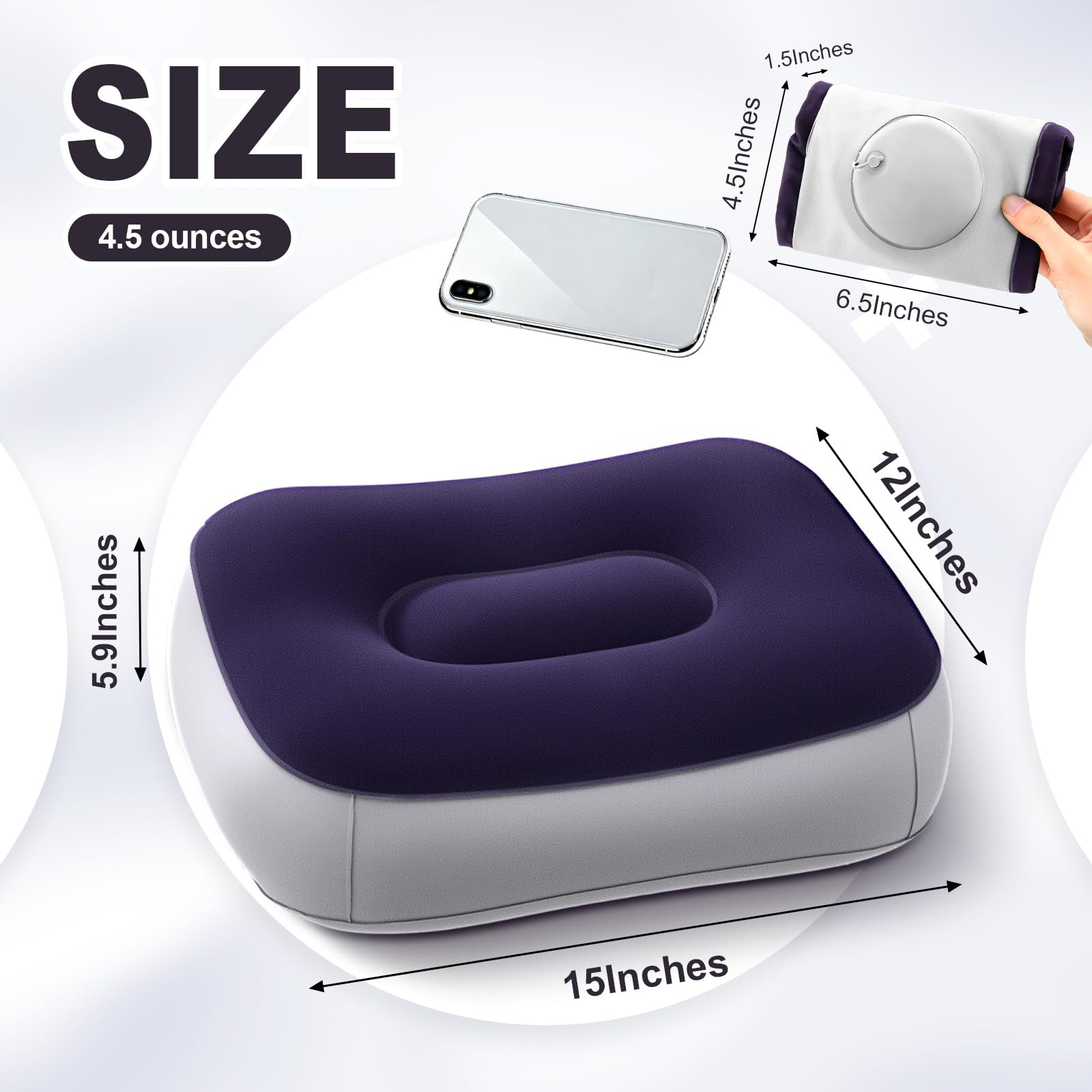 BrightRow close-up of built-in pump button for fast one-minute inflation