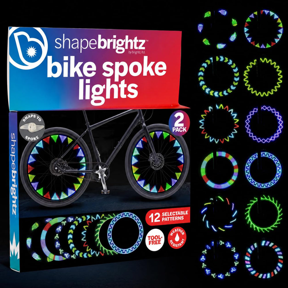 Brightz front packaging showing included spoke lights and accessories for easy setup