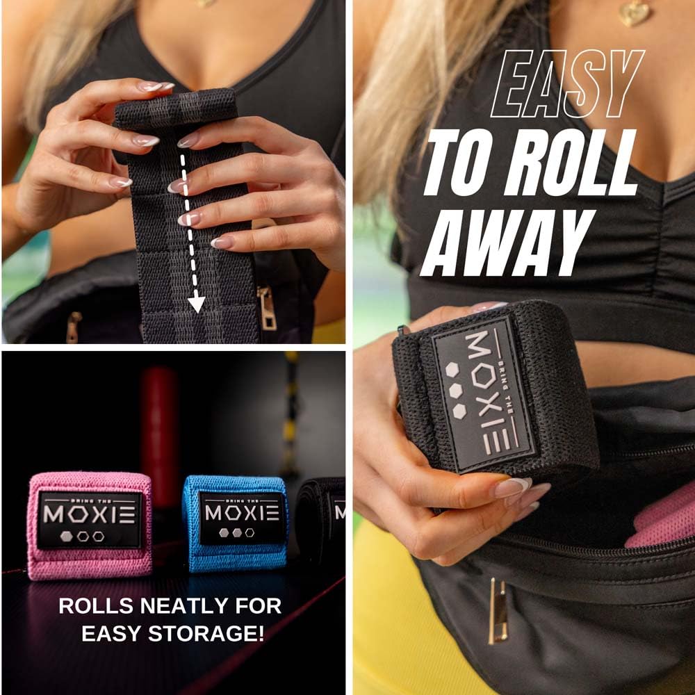 Bring The Moxie band next to hand demonstrating size and easy handling
