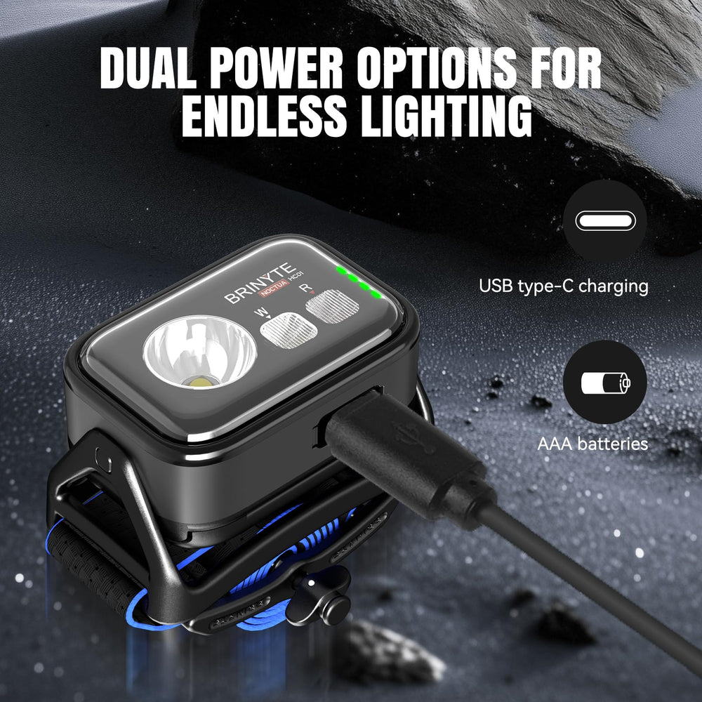 Brinyte HC01 battery indicator and USB-C port showing easy recharge and power level awareness