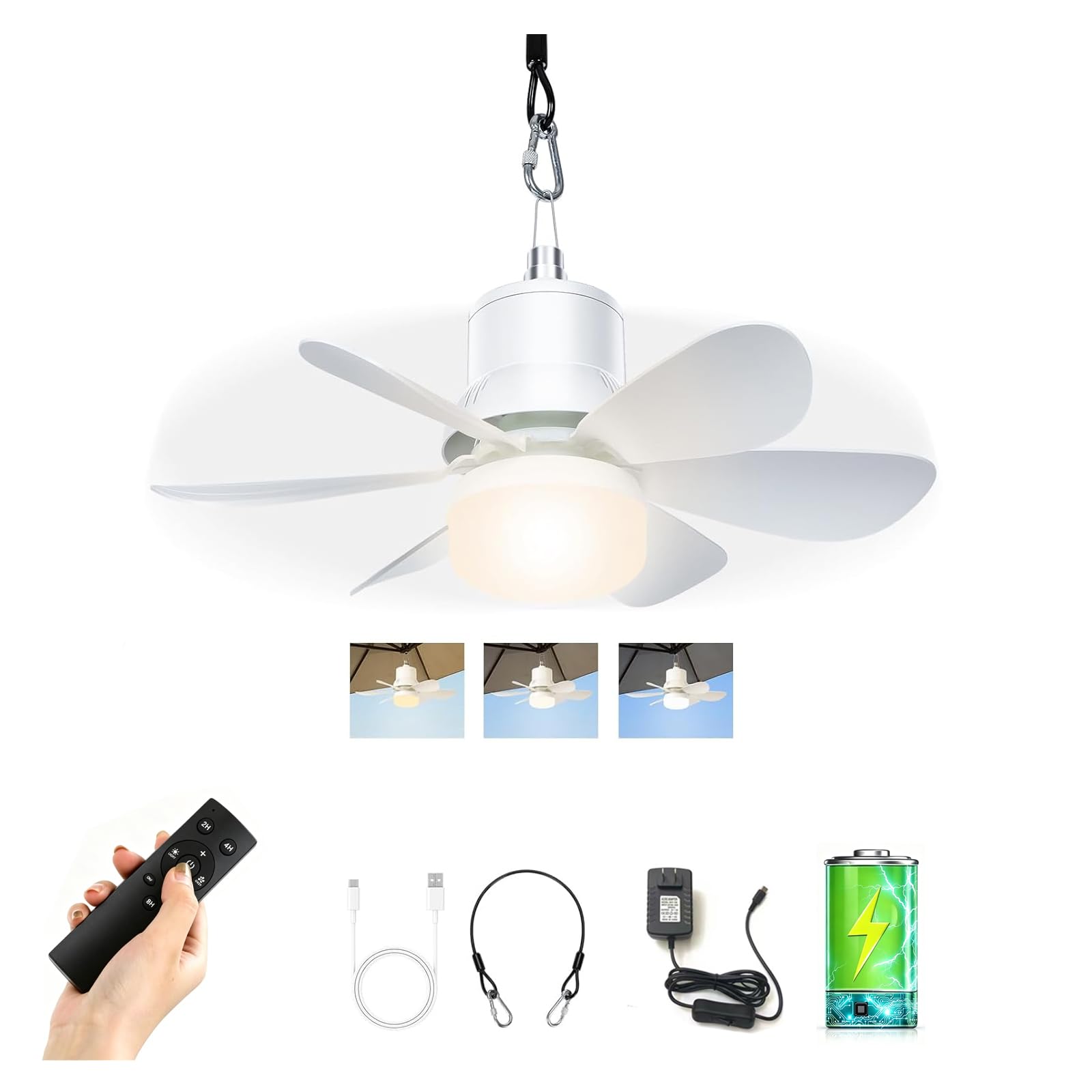 Brioeua front view of fan light showing compact design and versatile use