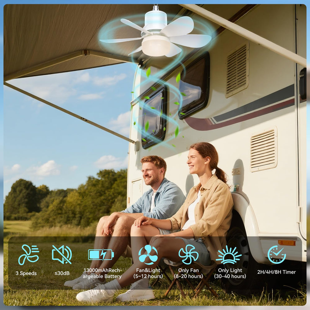 Brioeua installed in RV interior offering quiet ventilation and illumination