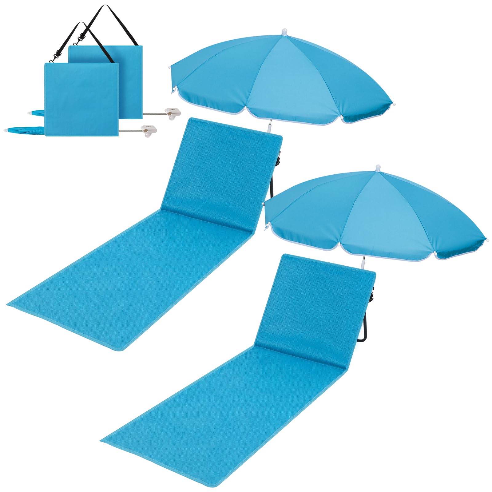Briwooody front view of two blue chairs showing compact setup and comfort