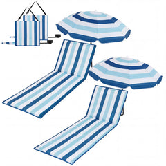 Briwooody front view of two chairs and umbrellas showing easy relaxation