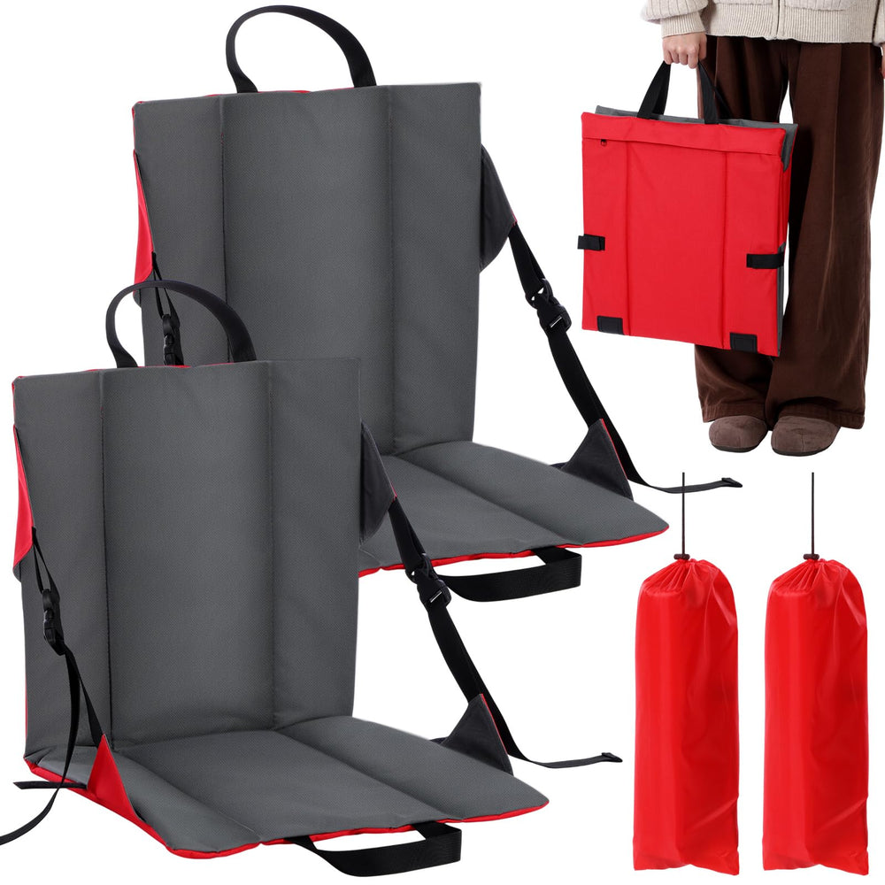 Briwooody front view showing both grey and red padded seats and compact carry benefit