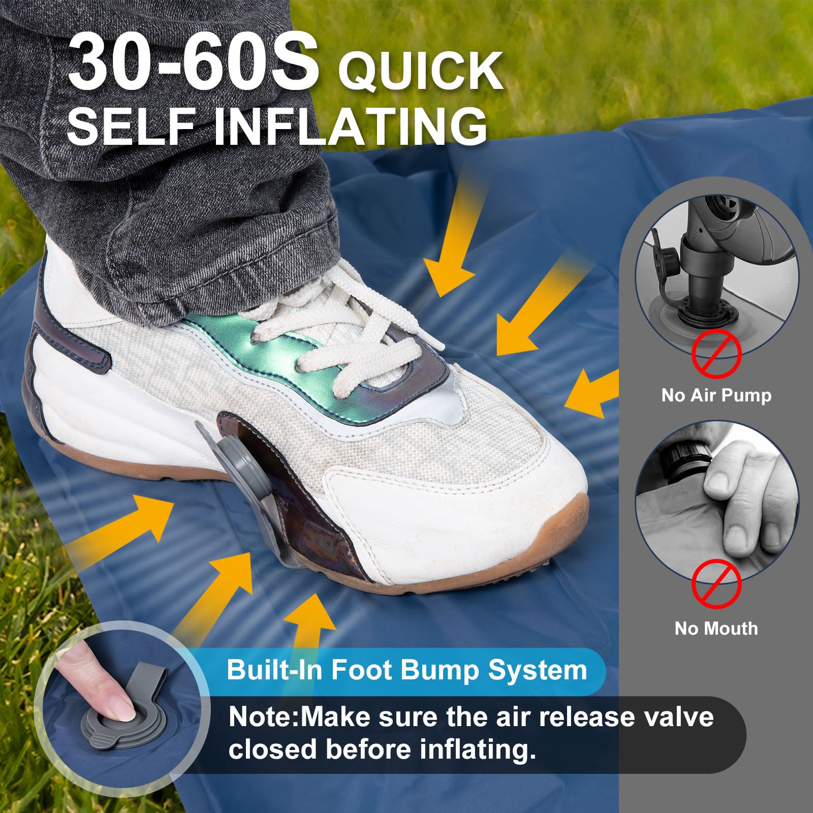BriziAerie foot pump in use inflating pad quickly without extra gear
