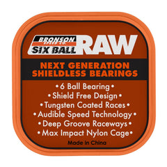 Bronson Speed Co front packaging showing Raw 6-Ball bearings and fast performance