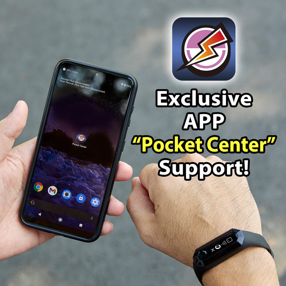 Brook device beside phone displaying Brook Pocket Center app for custom settings