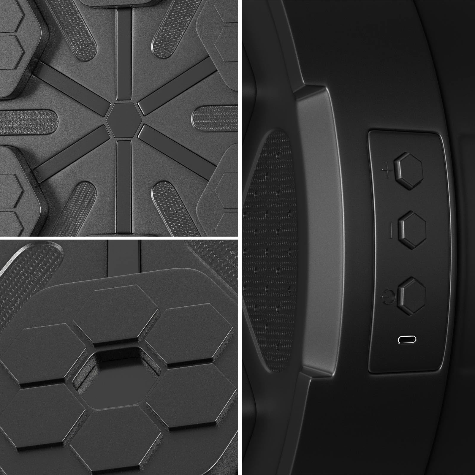 Bruce & Shark controls and speaker detail, audible cues improve timing